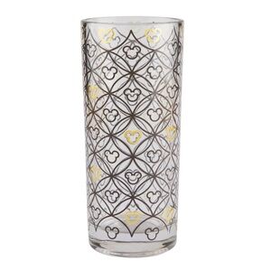 Disney Glass Tumbler Cup - Mickey Mouse Icon - Black & Gold